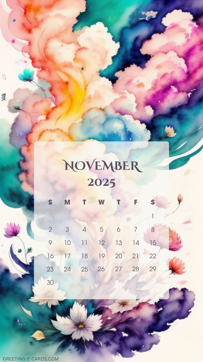 November 2025 Calendar Phone Wallpaper