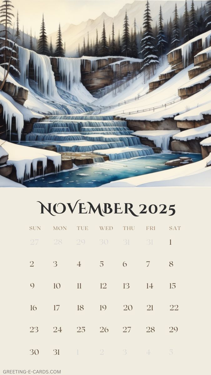 November 2025 Calendar Phone Wallpaper