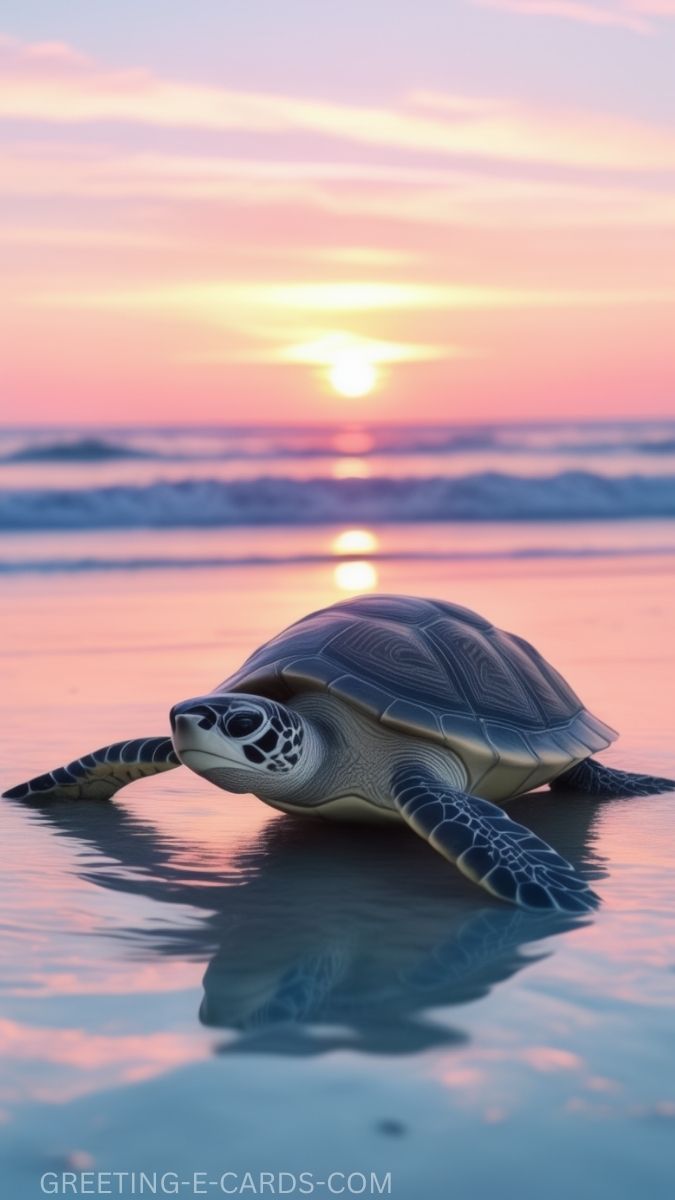 Tranquil Turtle Sunset Mobile Wallpaper