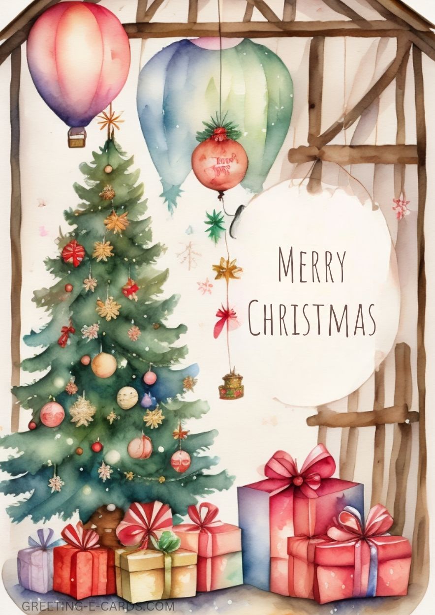 Merry Christmas Watercolor E-Card