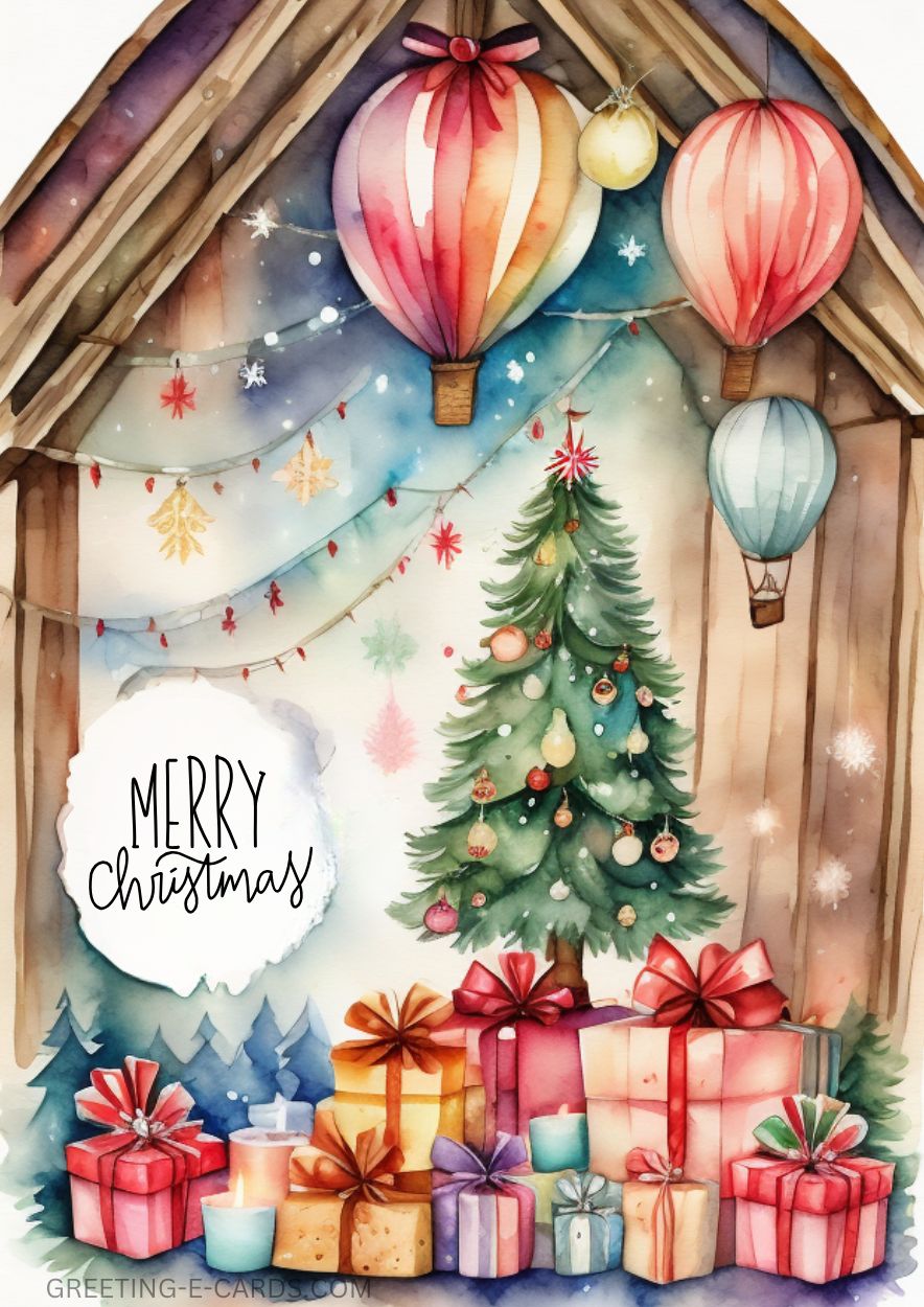 Merry Christmas Watercolor E-Card