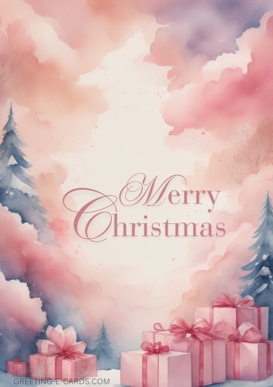Pink Christmas Presents E-Card