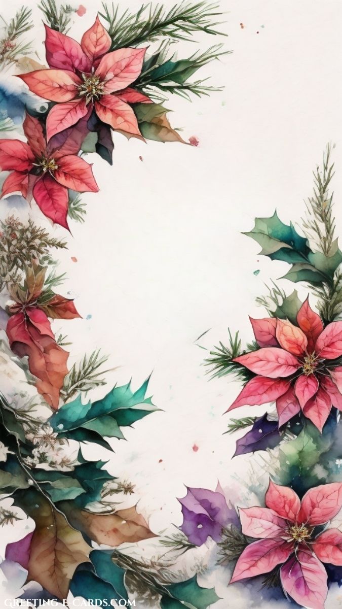 Watercolor Poinsettia Winter