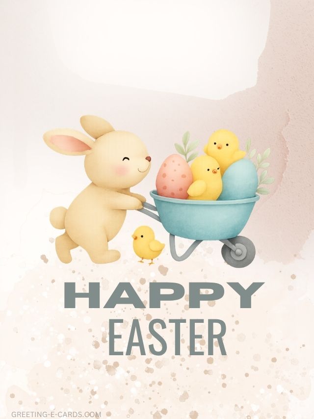 Cute Bunny Happy Easter E-Card - Free E-card no sign up