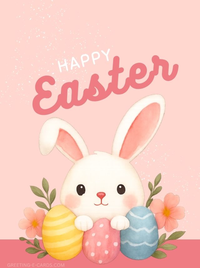 Cute Bunny Happy Easter E-Card - Free E-card no sign up