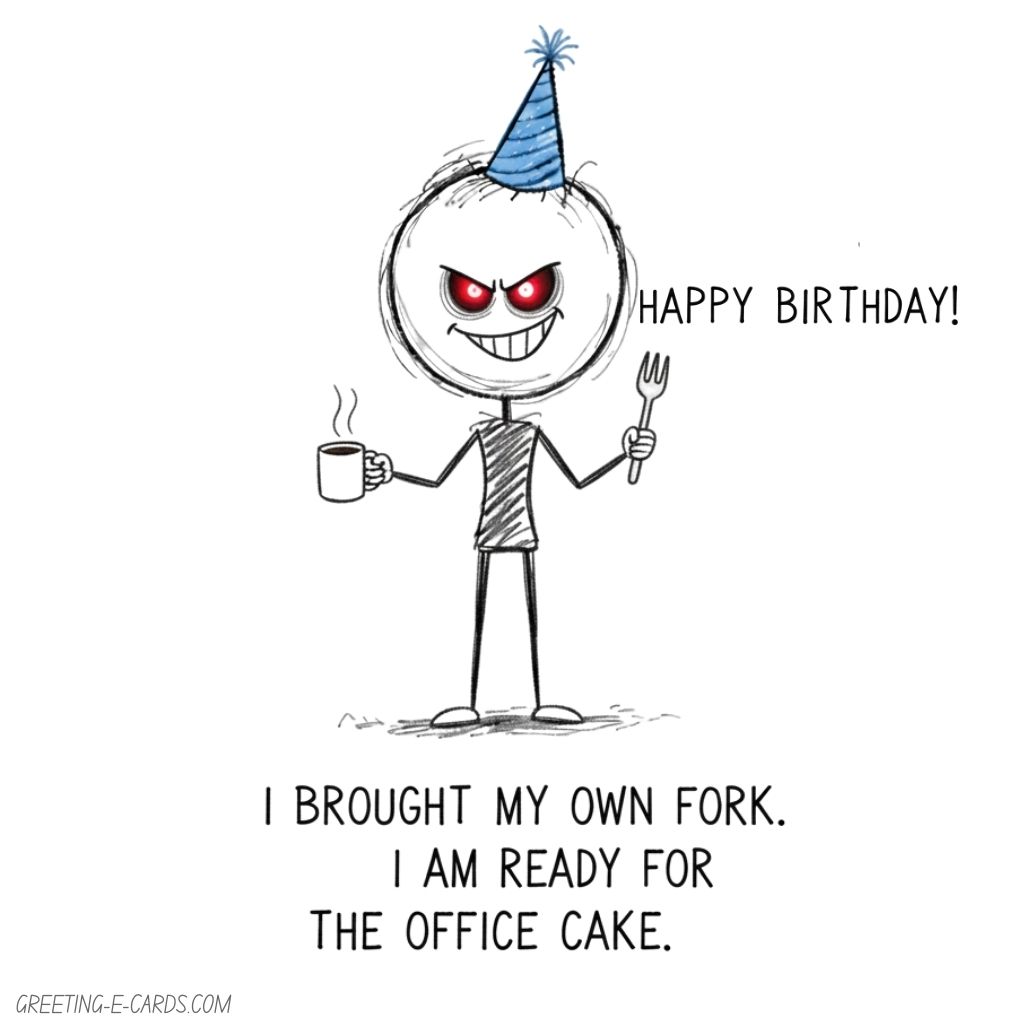 Funny Office Birthday E-Card with Fork - Free E-card no sign up