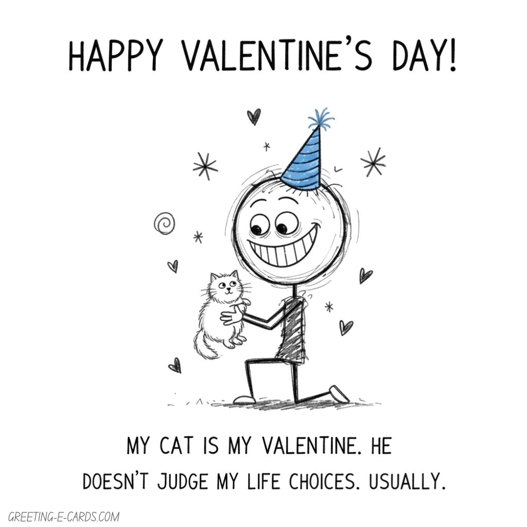 My Cat is my Valentine:Valentine's Day E-Card - Free E-card no sign up