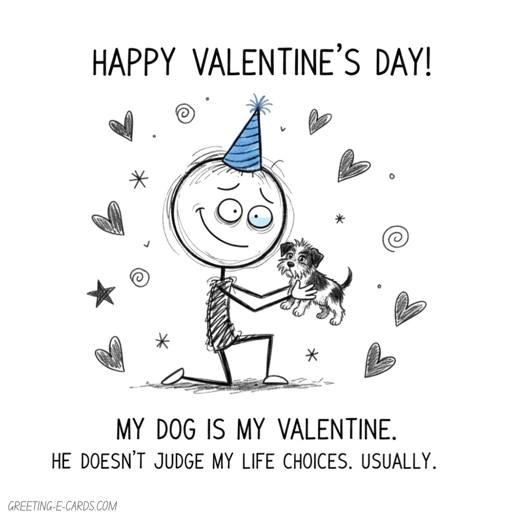 My Dog is my Valentine:Valentine's Day E-Card - Free E-card no sign up