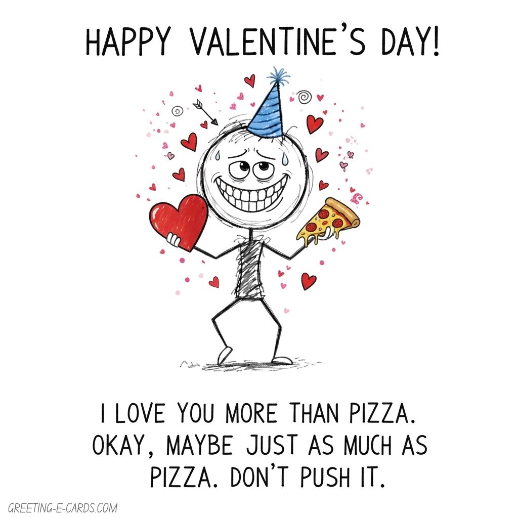 Funny Pizza Valentine's Day E-Card - Free E-card no sign up