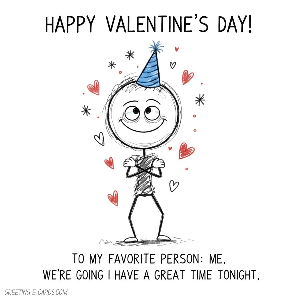 Funny Valentine's Day E-Card for Myself - Free E-card no sign up