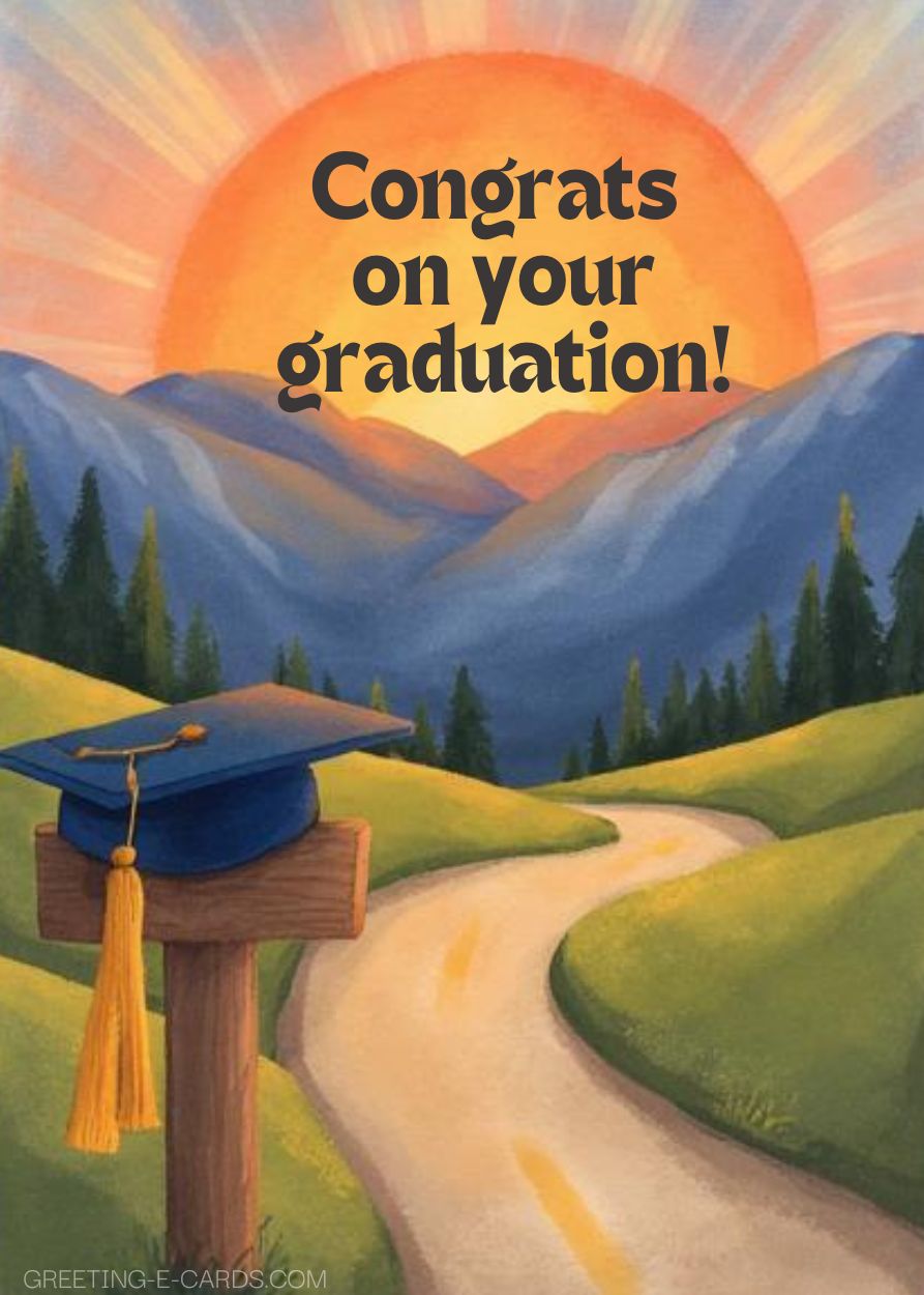 Congrats Graduation E-Card with Cap - Free E-card no sign up