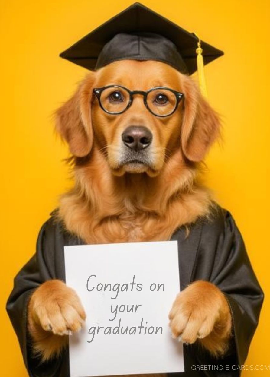 Cute Dog Graduation E-Card - Free E-card no sign up