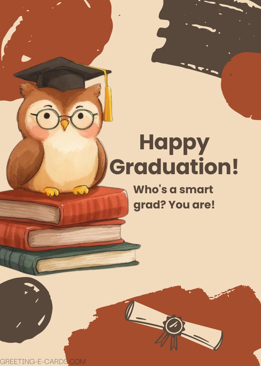 Cute Owl Graduation E-Card - Free E-card no sign up