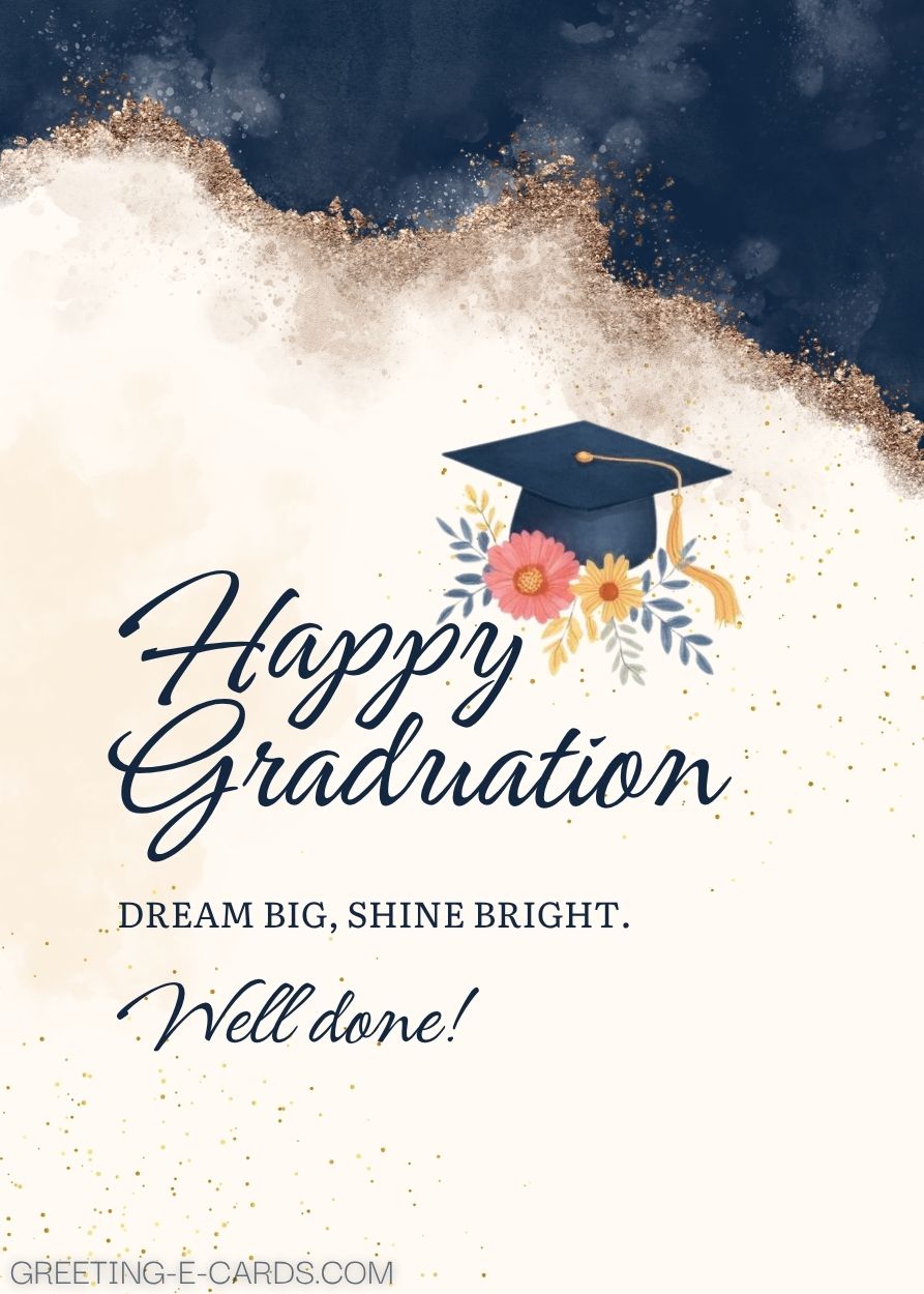 Elegant Graduation E-Card with Flowers - Free E-card no sign up