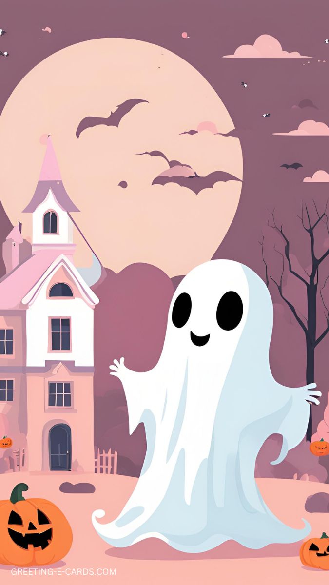 Boo! Spooky Halloween Ghost Phone Wallpaper
