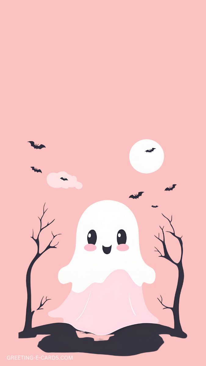 Cute Ghost Halloween Phone Wallpaper