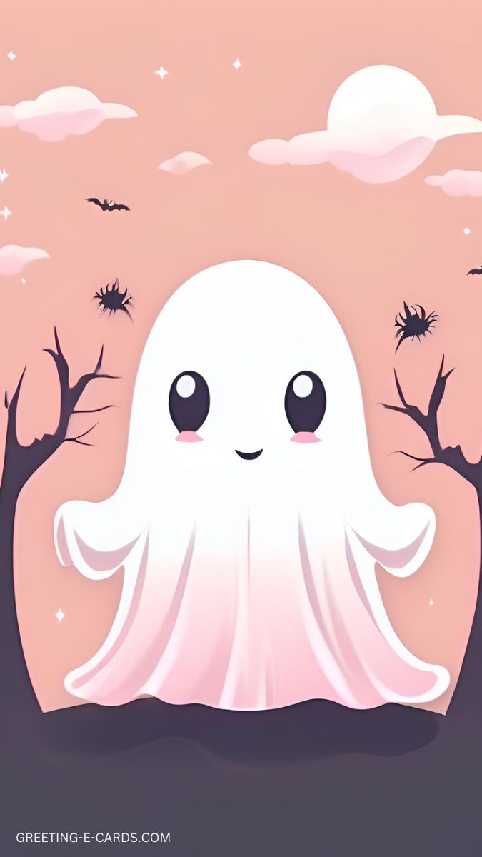 Cute Ghost Halloween Phone Wallpaper