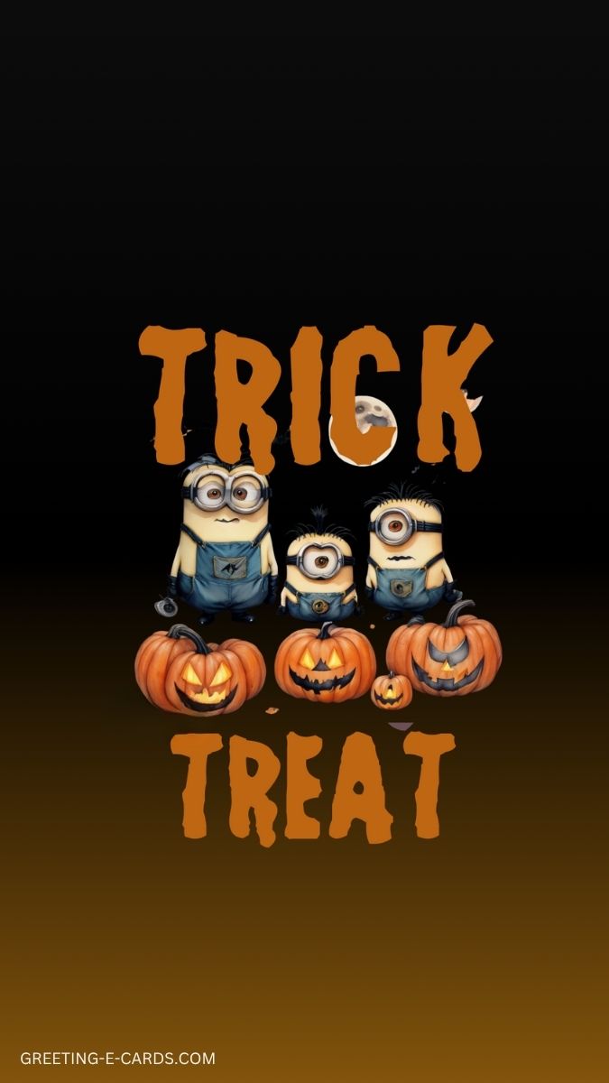 Minions Trick or Treat Halloween Phone Wallpaper