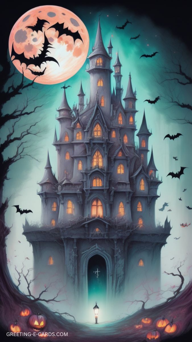 Spooky Castle Halloween Phone Wallpaper