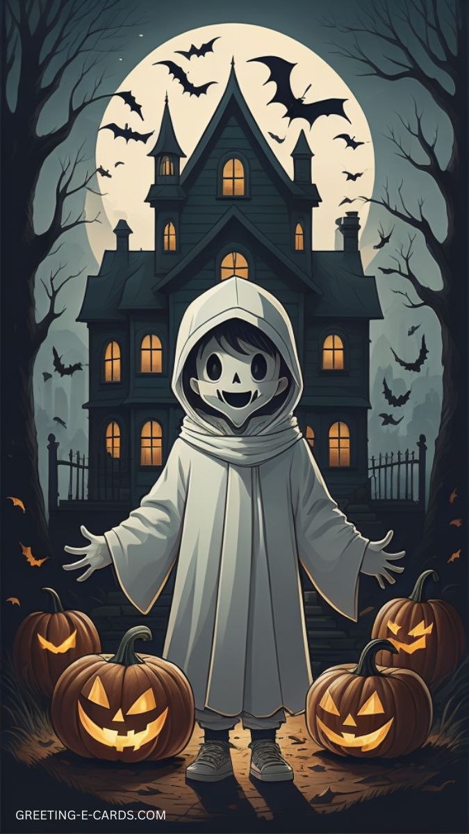 Spooky Halloween Ghost Phone Wallpaper