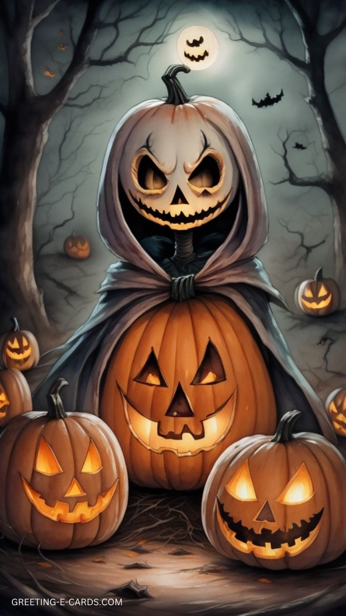 Spooky Jack-o'-lantern Phone Wallpaper