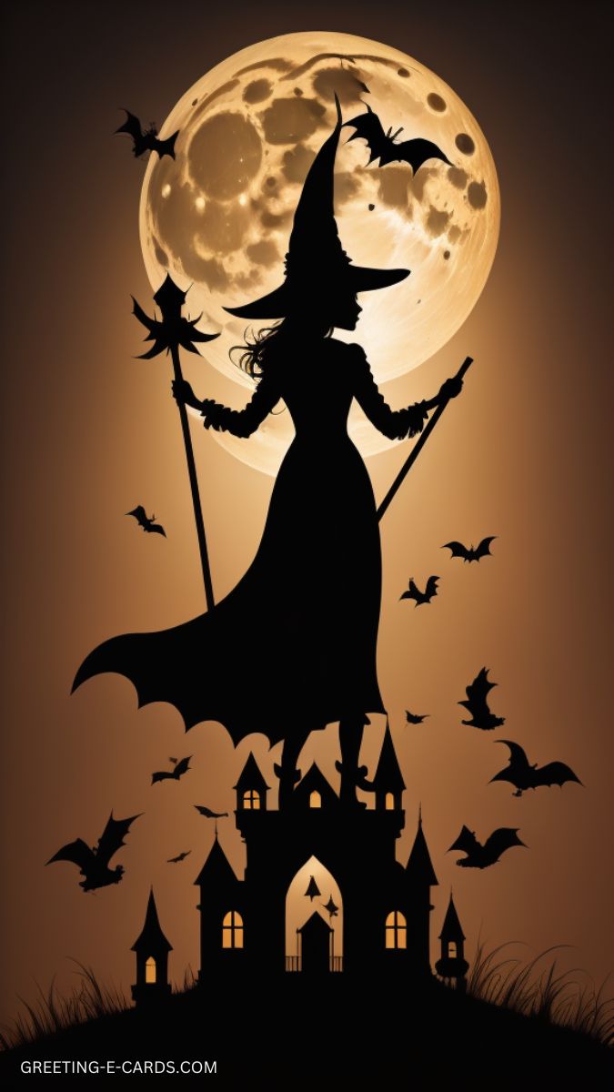 Spooky Witch Halloween Phone Wallpaper