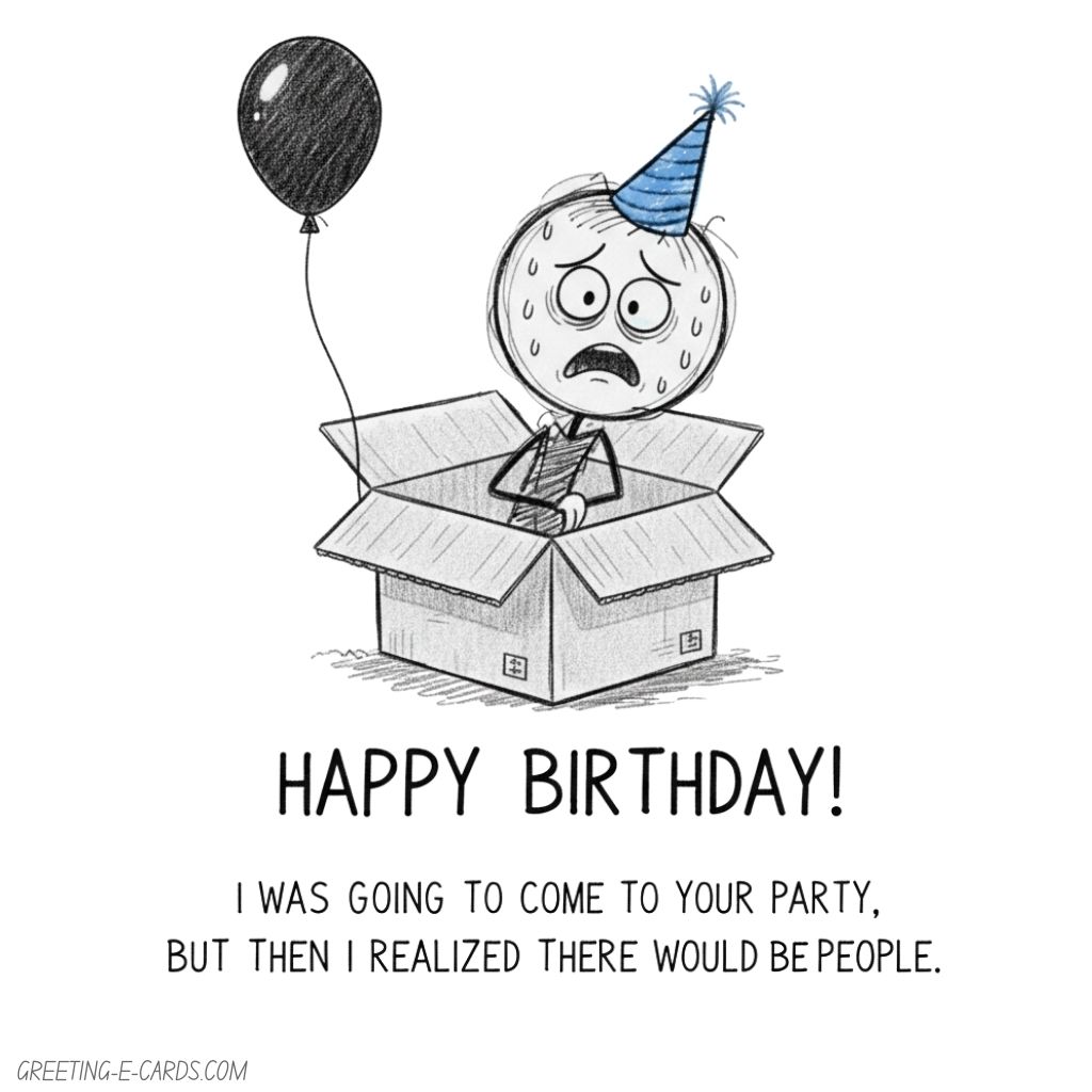 Funny Introvert Birthday E-Card - Free E-card no sign up