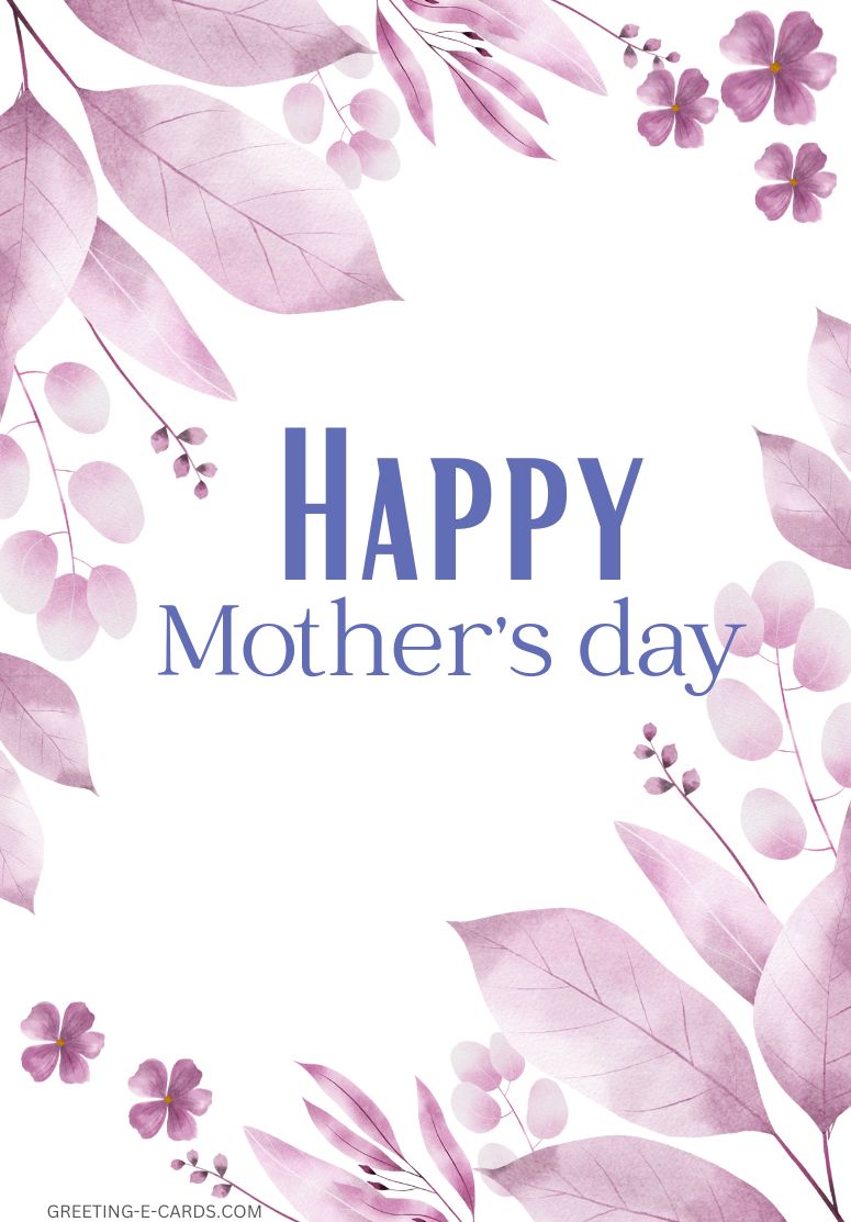 Elegant Purple Flowers Mother's Day E-Card