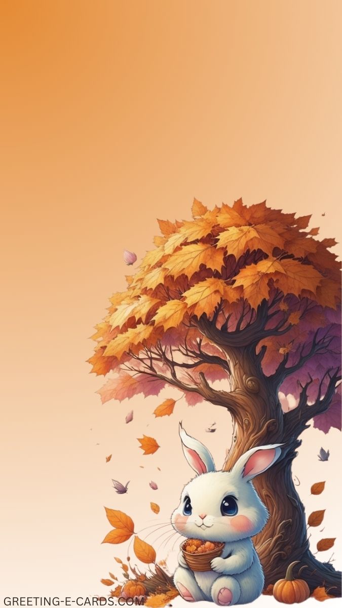Adorable Autumn Bunny Phone Wallpaper
