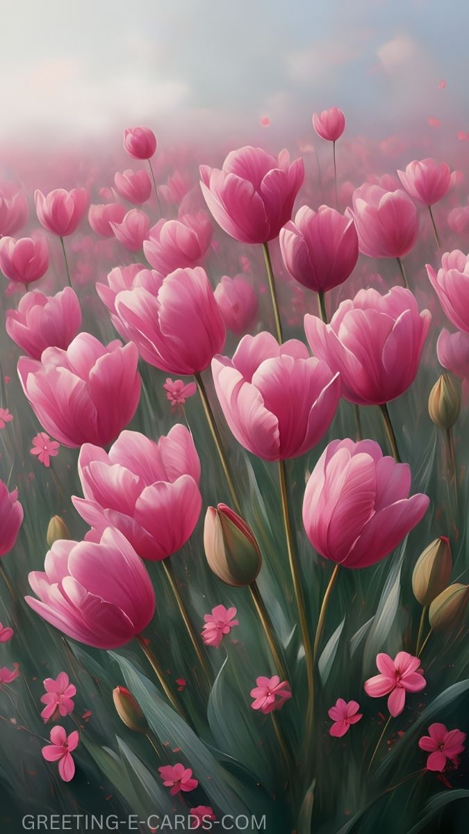 Blush Pink Tulip Field