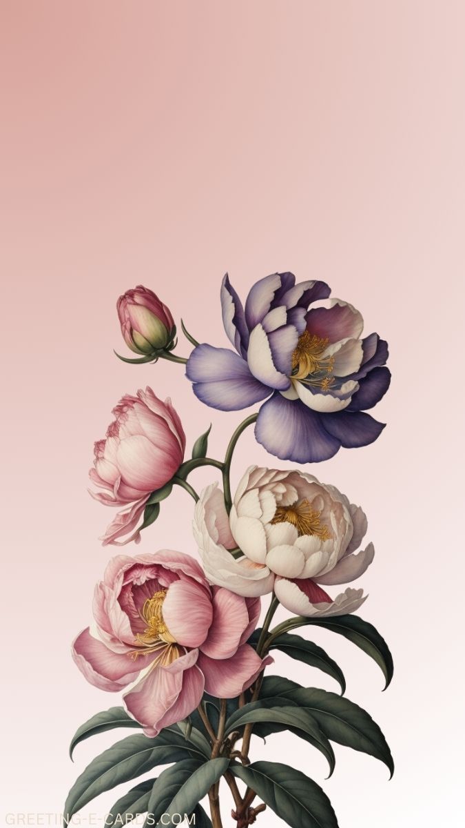 Elegant Peonies Phone Wallpaper