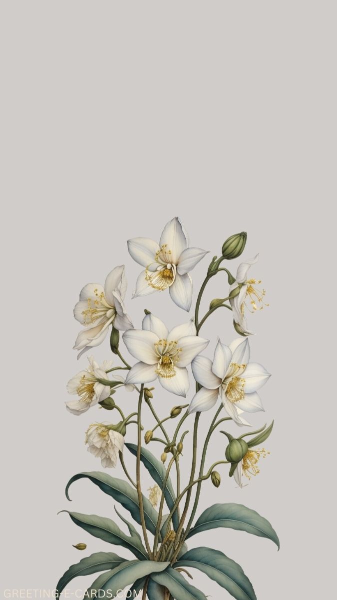 Elegant White Flowers Phone Wallpaper