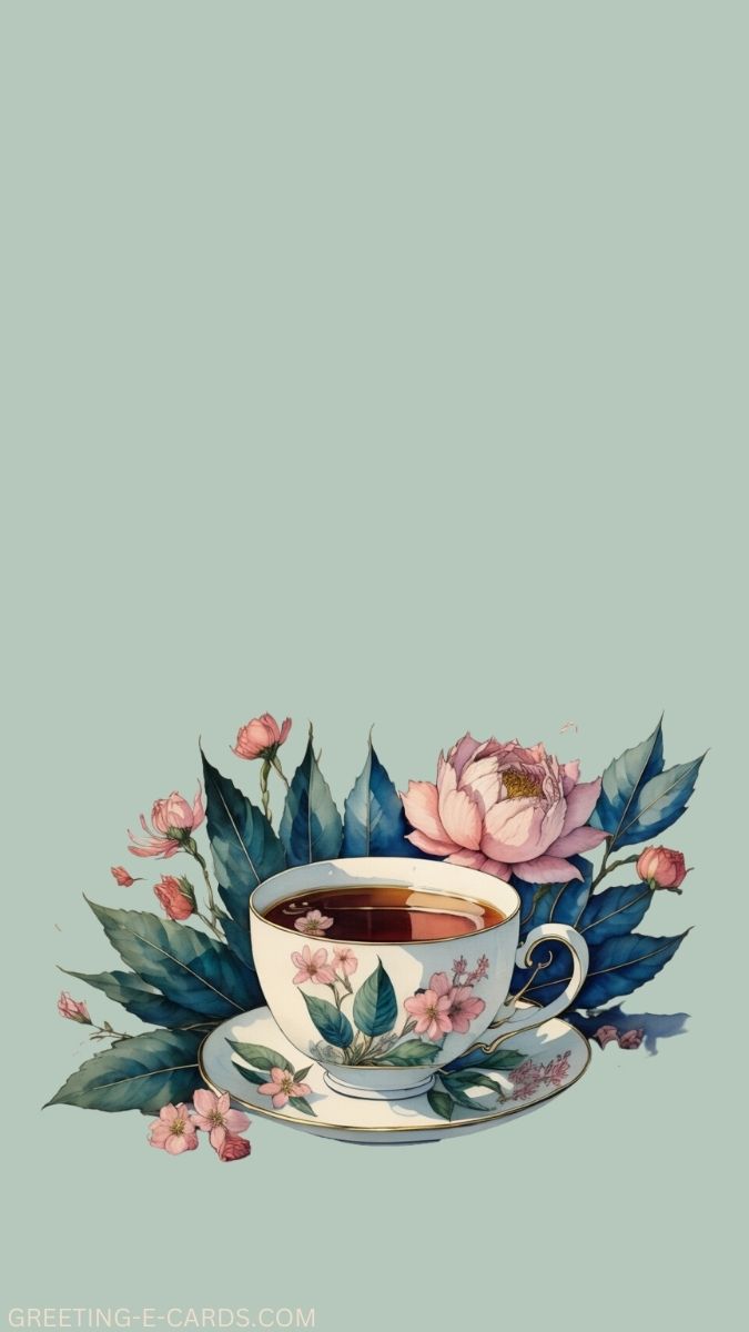 Floral Teacup Phone Wallpaper