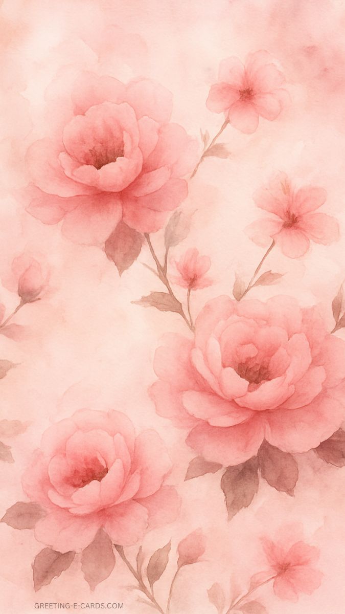 Pink Watercolor Flower Nature Phone Wallpaper
