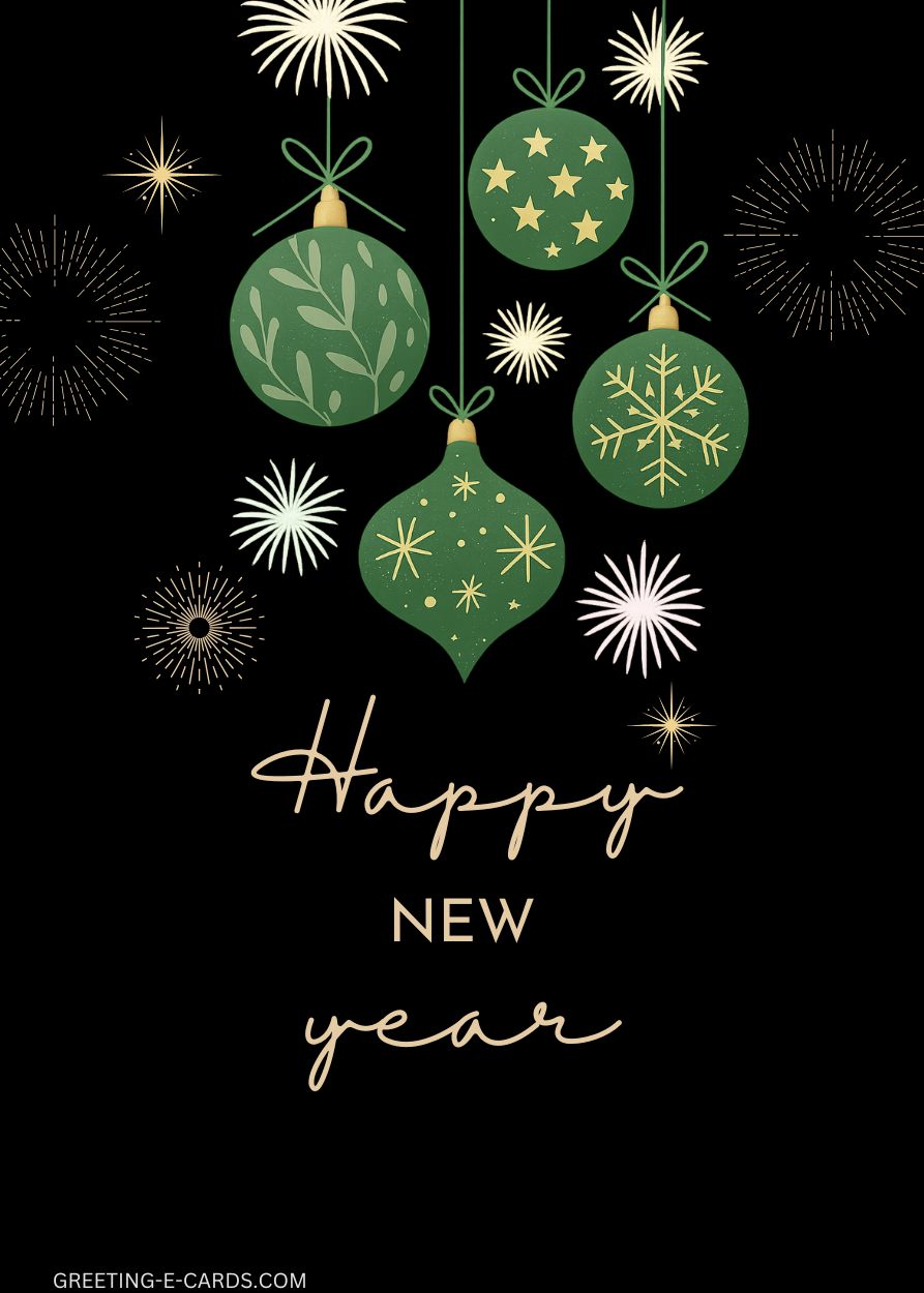 Green Ornament New Year\'s Day E-Card