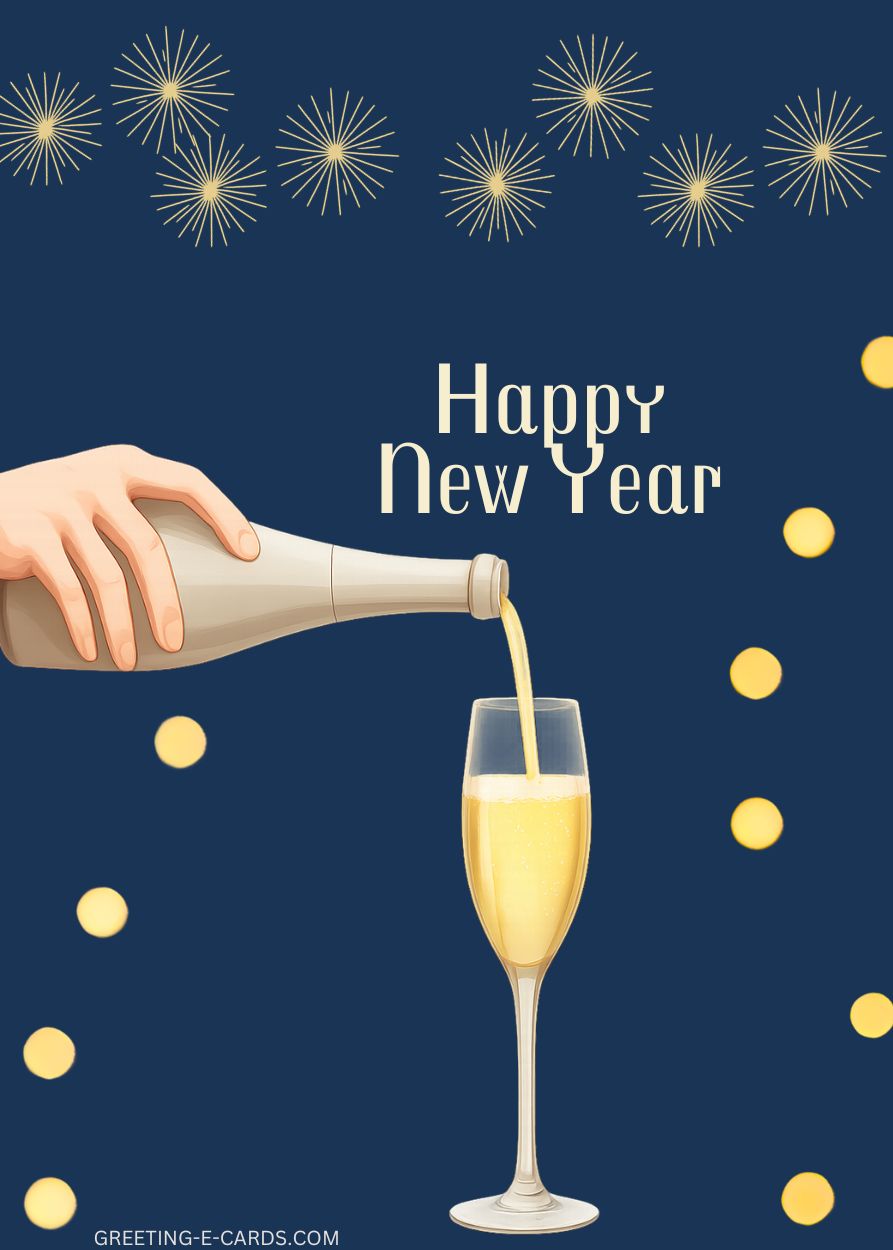 Happy New Year Champagne E-card