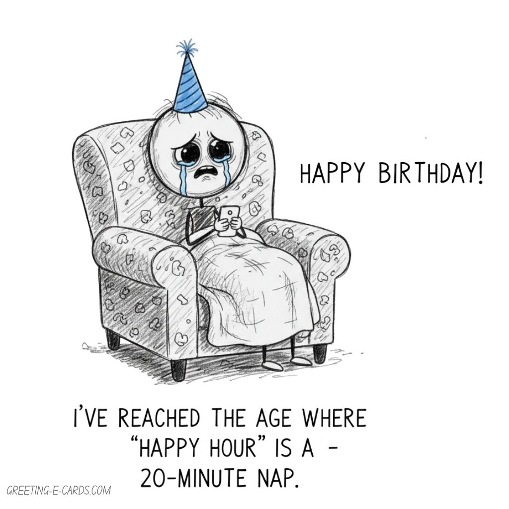 Funny Birthday E-Card: Happy Hour Nap - Free E-card no sign up