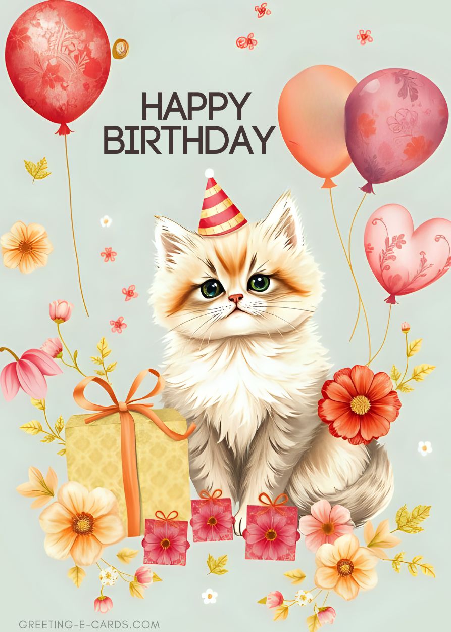Adorable Kitten Birthday E-Card