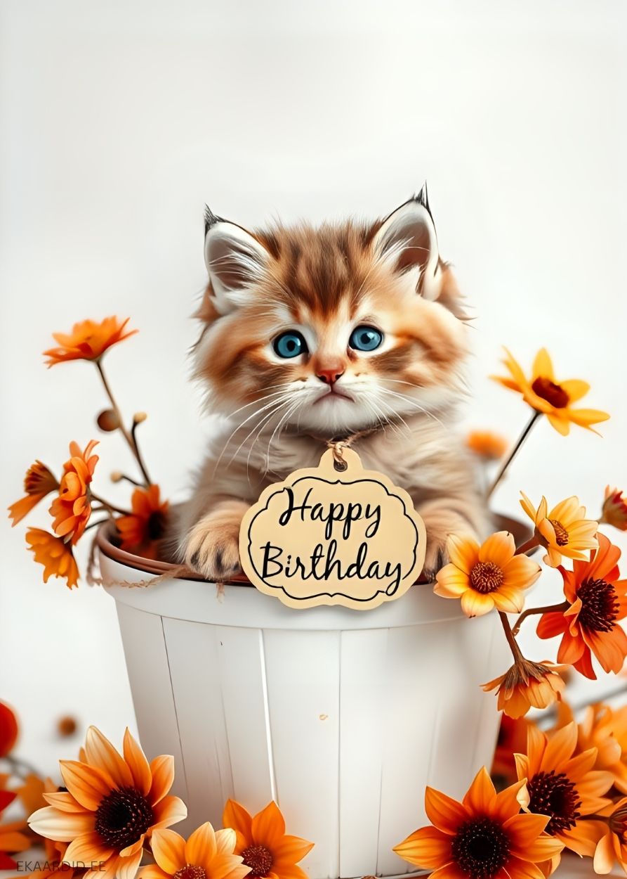 Adorable Kitten Birthday E-Card