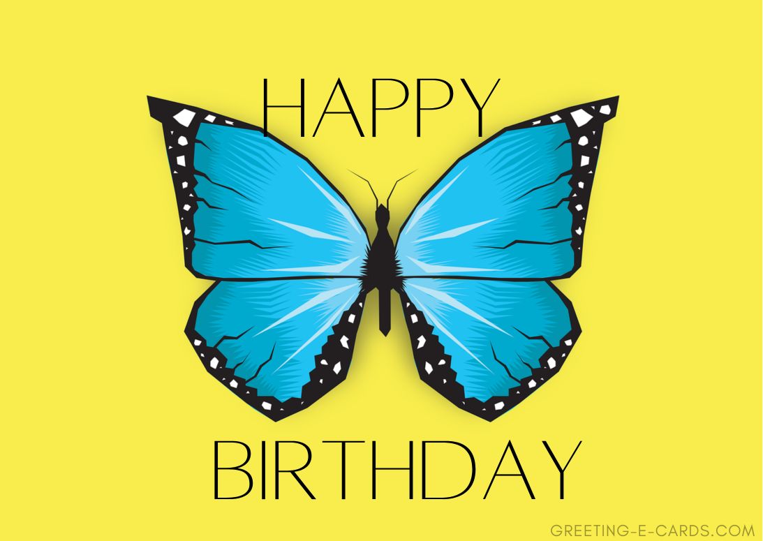 Blue Butterfly Birthday E-Card