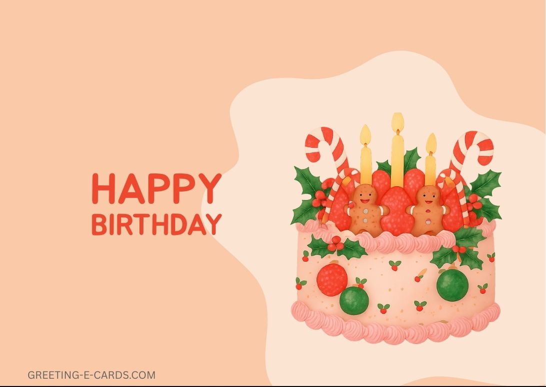 Cute Christmas Cake Other Birthday E-Card 2025