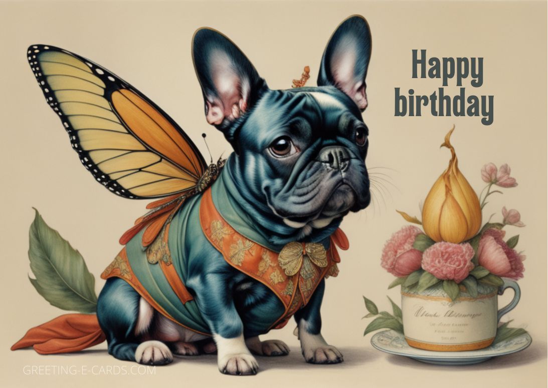 French Bulldog Birthday E-Card