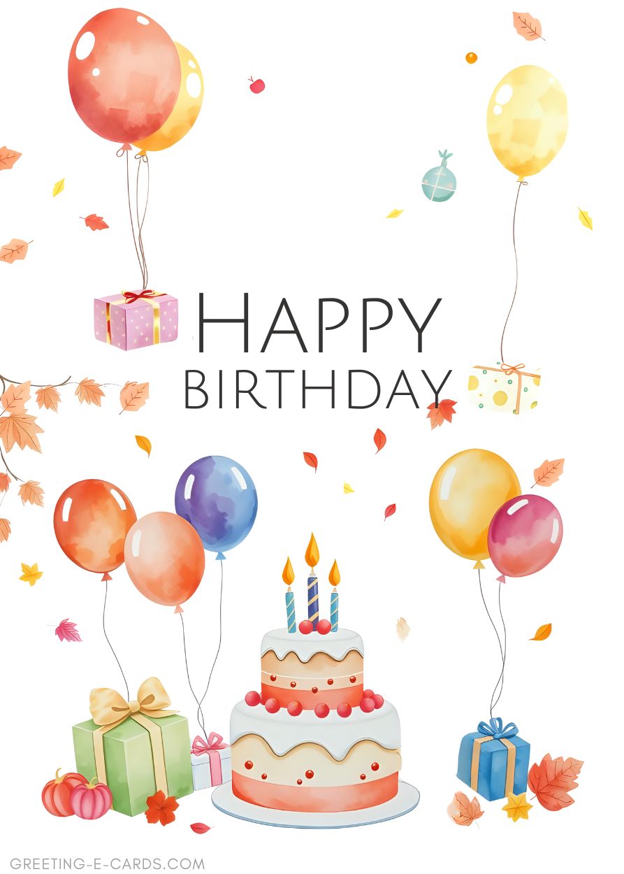 Happy Birthday Watercolor Cake E-Card