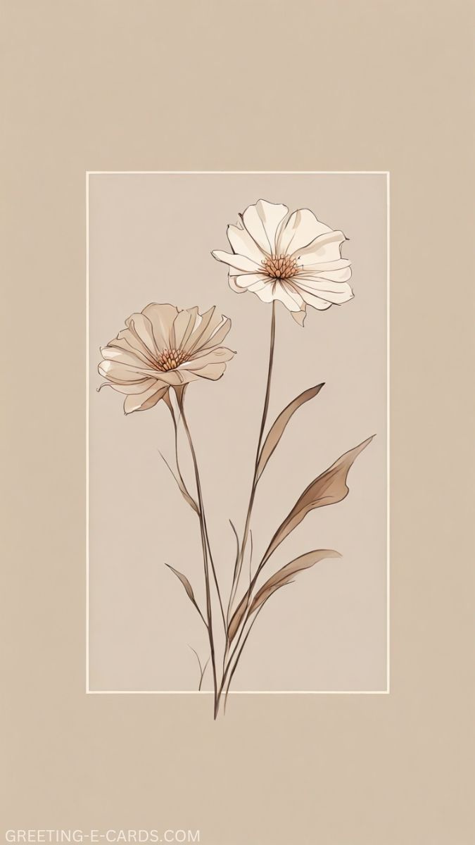 Beige Floral Phone Wallpaper