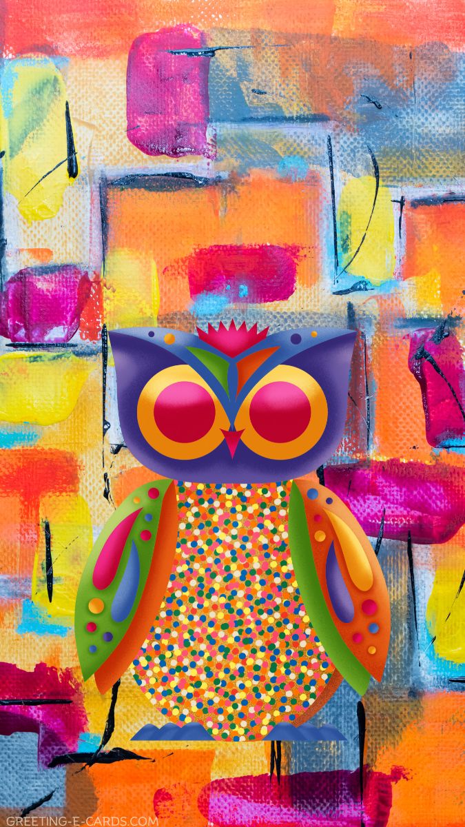 Colorful Owl Phone Wallpaper