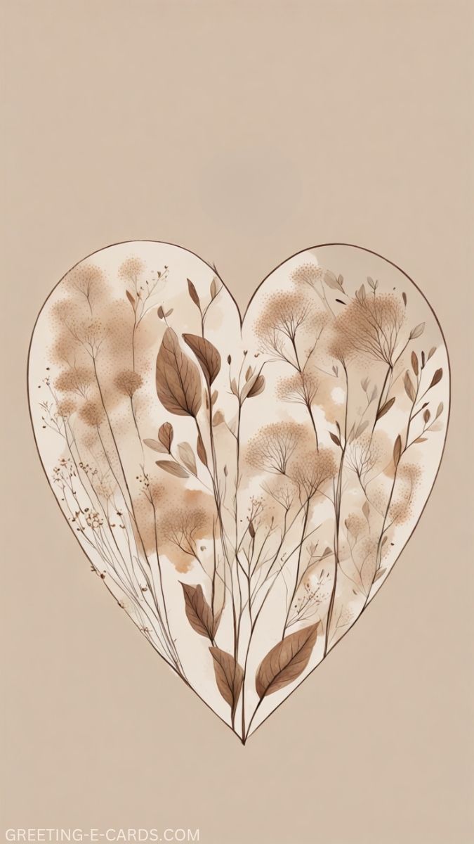 Dried Flowers Heart Phone Wallpaper