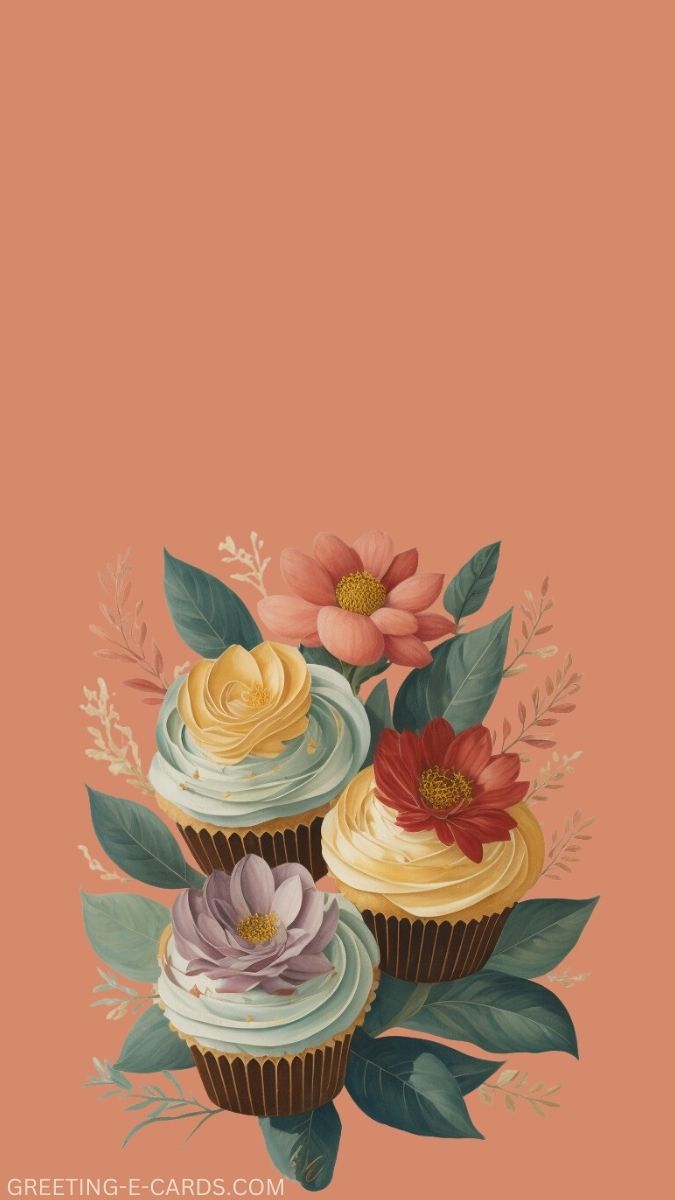 Floral Cupcakes Phone Wallpaper