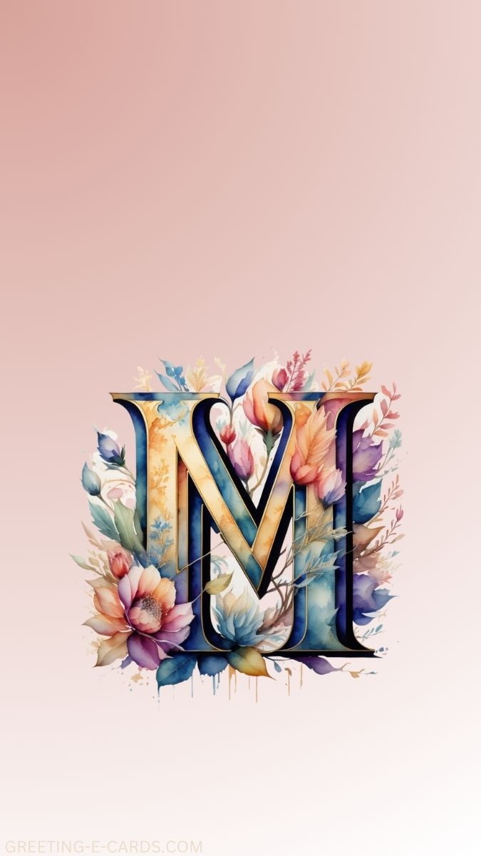 Floral Letter M Phone Wallpaper