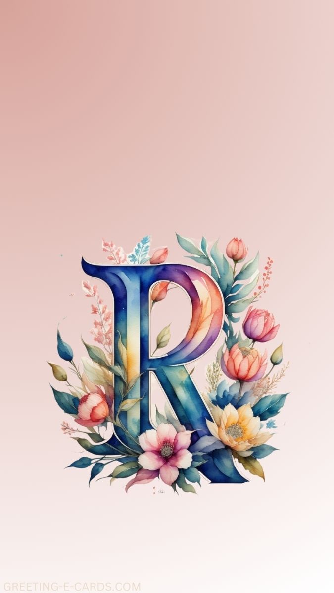 Floral Letter R Phone Wallpaper