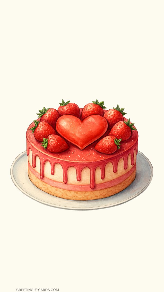 Strawberry Cake Phone Wallpaper